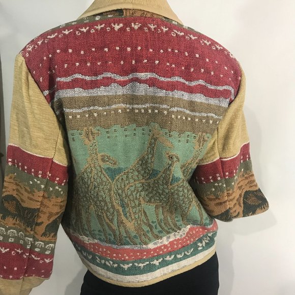 Anu by Natural Women's Small Jacket Knit Cardigan Blazer On Button Animal Detail - Picture 14 of 16